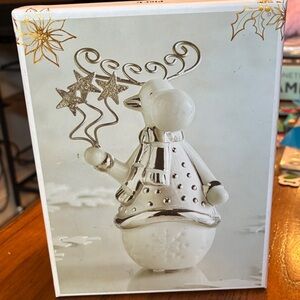 Pier 1 Holiday Reindeer Figurine - White and Gold Home Accent in box